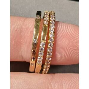 Nordstrom Rack Set of 3 Golden Rhinestone Rings NWT Size 8